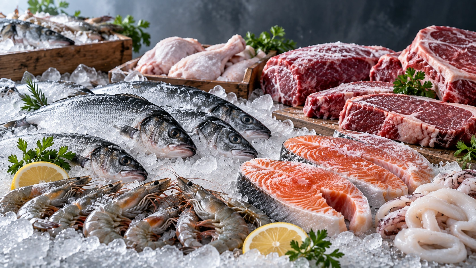 Frozen meat and fish supplied by Bluereef Trading